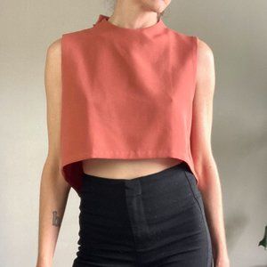 Kaarem - Wind Chime Raised Collar Cropped Top - sz S
